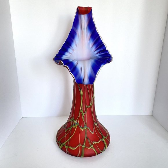 Baijab Glass Azerbaijan Russian Jack In The Pulpit Hand Blown Vase 17" Tall - Picture 2 of 12